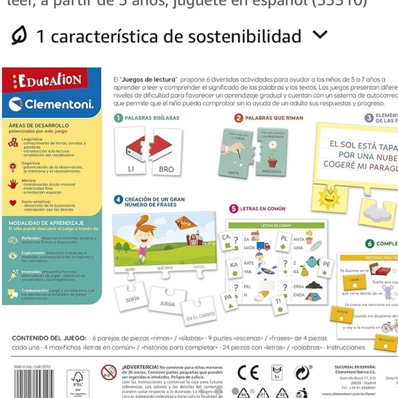 Spanish Reading Game for kids by Clementoni NWT - Picture 3 of 4
